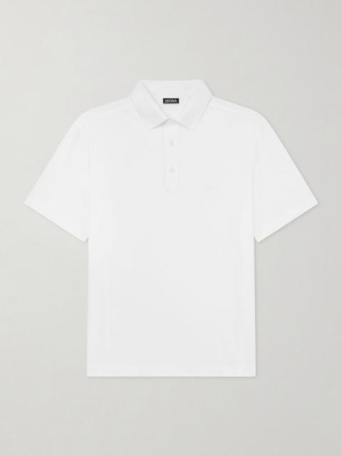 ZEGNA Knitted Cotton-Piqué Polo Shirt White