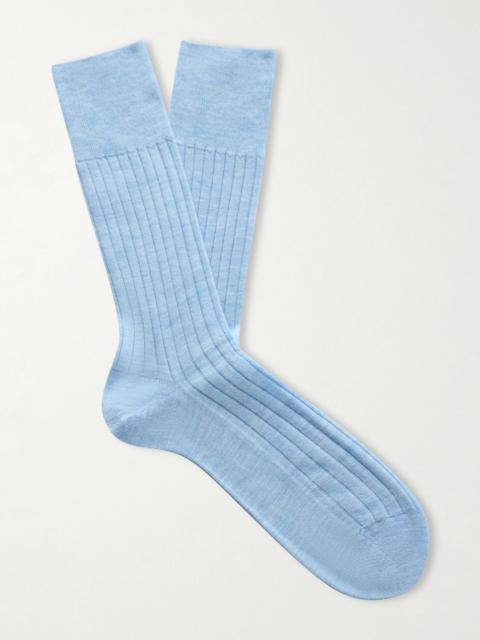 FALKE No 2 Ribbed Cashmere-Blend Socks Light blue