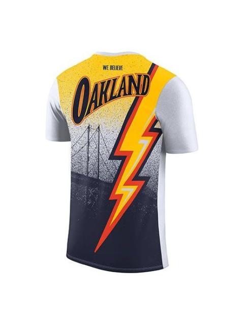Nike Men's Nike NBA Golden State Warriors Basketball Sports Loose Round Neck Short Sleeve White T-Shirt C
