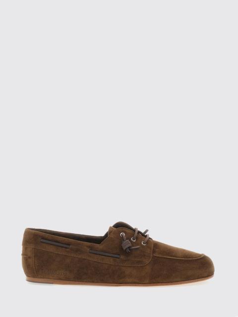 DSQUARED2 DSQUARED2 Suede Calfskin Boat Shoes with Embossed Logo and Leather Sole