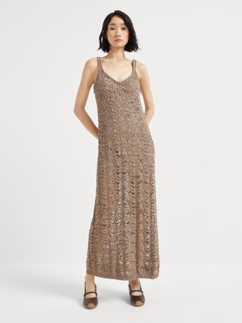 Brunello Cucinelli Foliage lace knit dress in linen and silk Diamond yarn