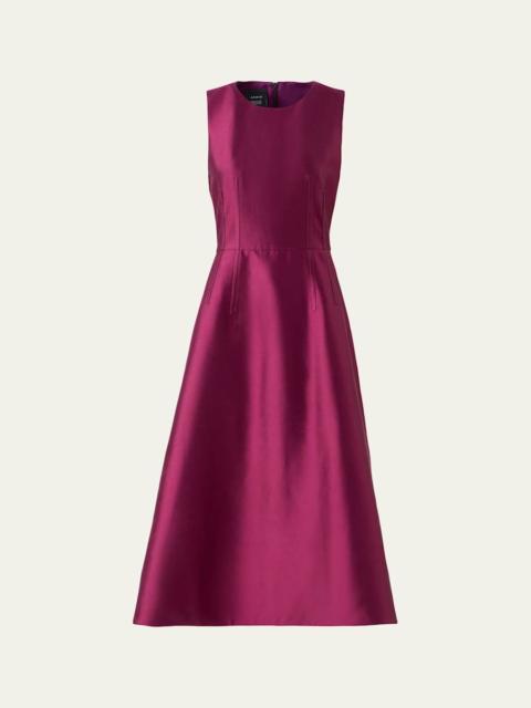 AKRIS Dupion Sleeveless Silk Shantung Midi Dress