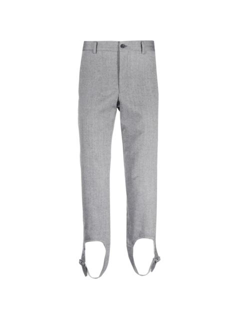 herringbone straight-leg stirrup trousers