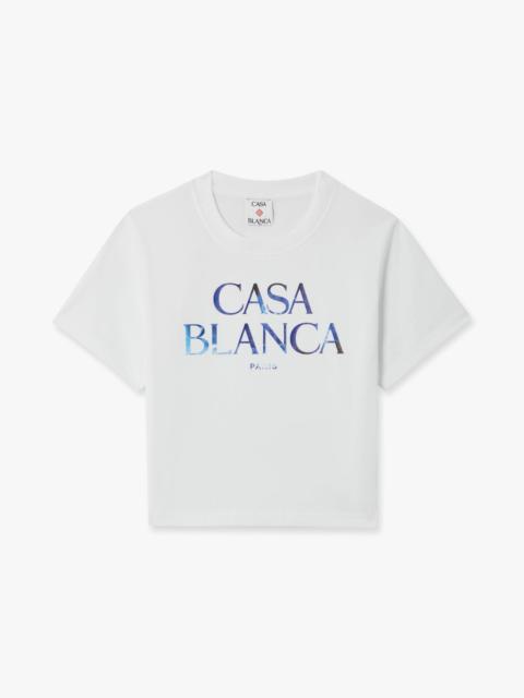 CASABLANCA White Meduse Stacked Logo Cropped Baby T-Shirt