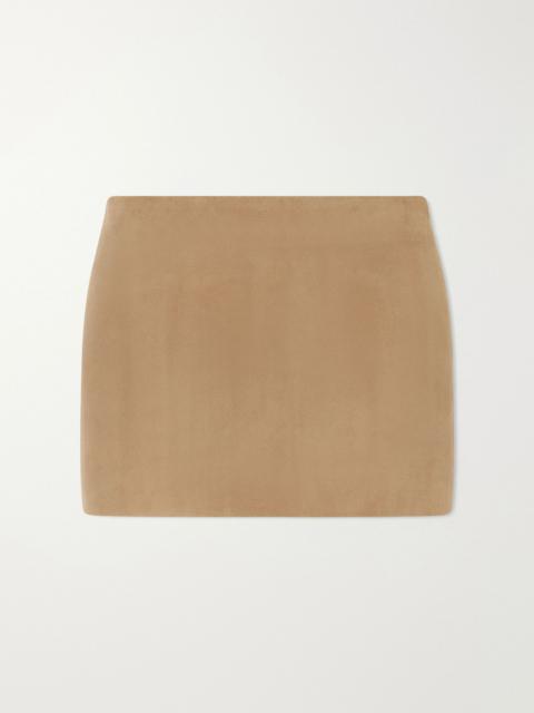 KHAITE Jett suede mini skirt Beige