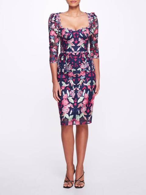 Marchesa EMBROIDERED TULLE COCKTAIL DRESS