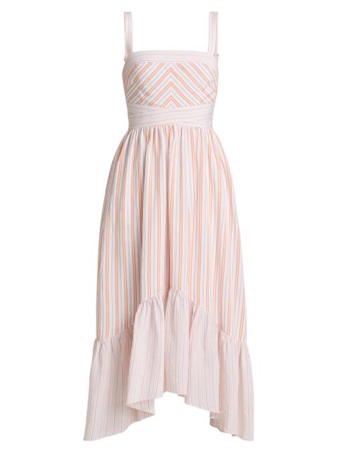 RAMY BROOK Women's Nadia Striped Midi-Dress - Sunset Orange Stripe Combo