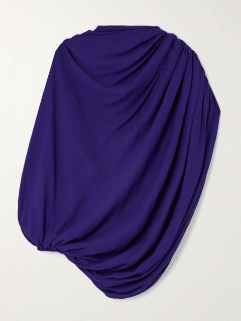 Alaïa Asymmetric gathered draped georgette top