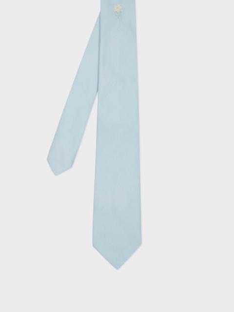 Paul Smith Light Blue Embroidery 'Daisy' Silk Tie