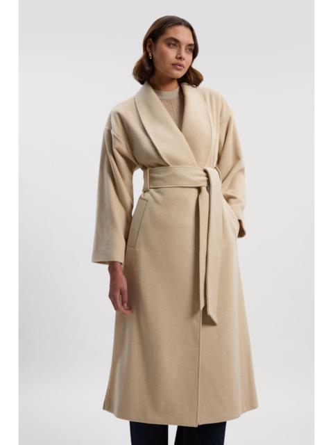 KAREN MILLEN Brushed Wool  Belted Wrap Tailored Maxi Coat