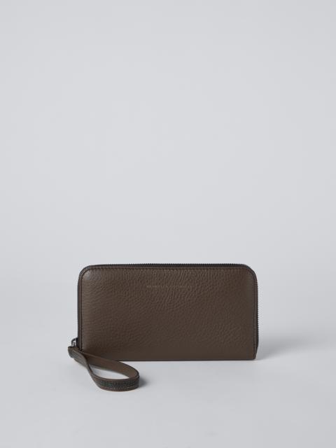 Brunello Cucinelli Texture calfskin wallet with precious zipper pull