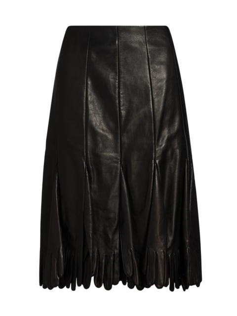 Moschino Women's Leather Pleated Midi-Skirt - Black
