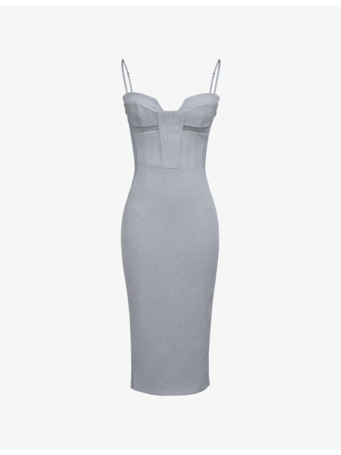 House of CB Kiki Panelled Bodycon Mesh Midi Dress