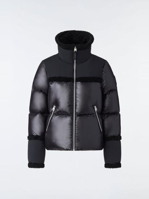 MACKAGE MIYA lustrous light down jacket with shearling trim