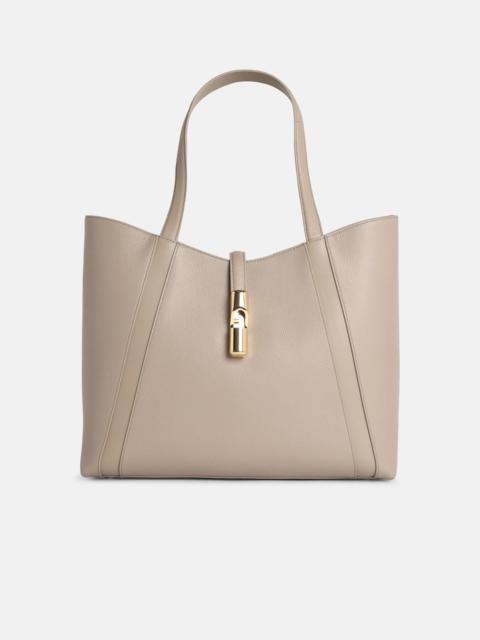 FURLA 'SHOPPING GOCCIA' LINEN LEATHER BAG
