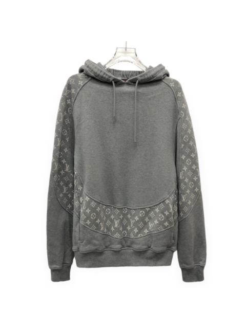 Louis Vuitton Louis Vuitton Grey Logo Monogram Patchwork Cotton Hooded Drawstring Sweater