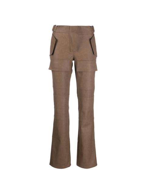 leather-effect cargo trousers