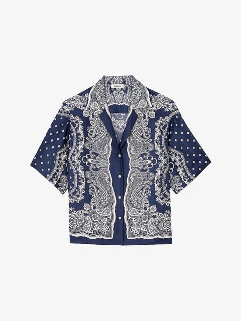 Sandro Bandana-Print Relaxed-Fit Satin Shirt