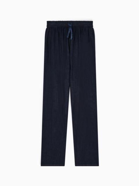 EMPORIO ARMANI LIGHTWEIGHT DENIM DRAWSTRING TROUSERS
