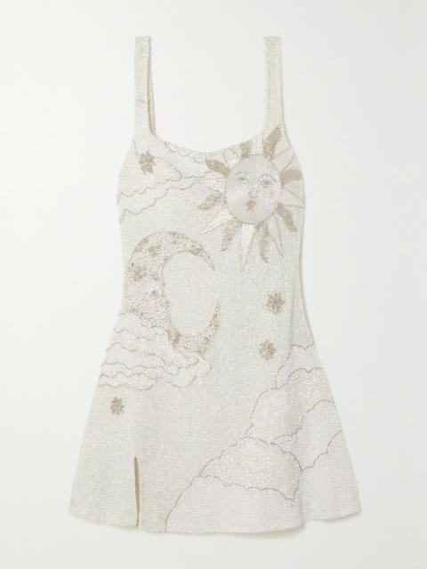 CLIO PEPPIATT Lucina embellished stretch-mesh mini dress Ivory