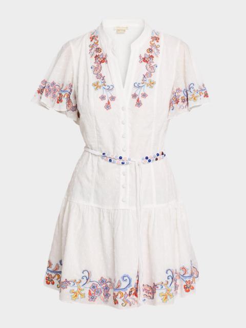 Shoshanna Cowden Floral-Embroidered Cotton Mini Dress
