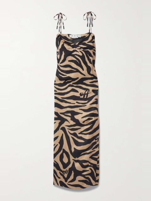 Off-White Twist-front zebra-print woven midi dress