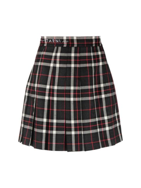 Marni check-plaid pleated mini skirt