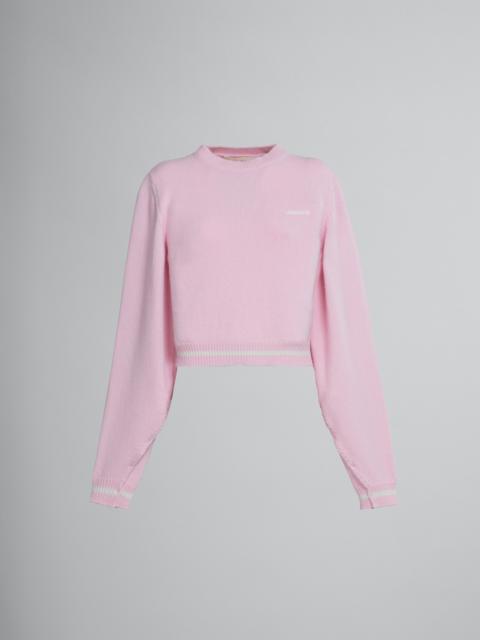 PINK WOOL SWEATER WITH LOGO