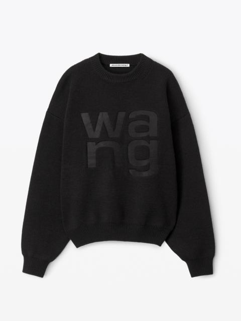 Alexander Wang crewneck logo pullover in compact deboss