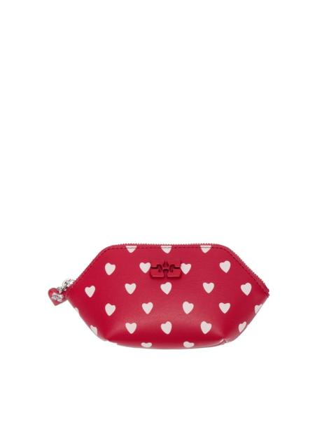 GANNI heart-print zip wallet