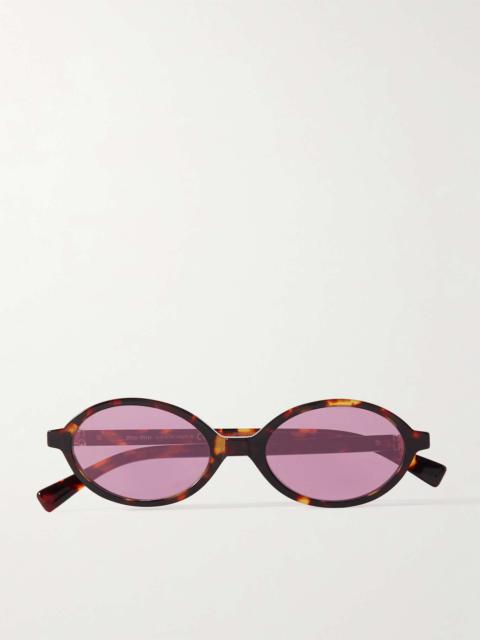 Oval-frame tortoiseshell acetate sunglasses