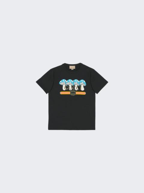 GUCCI Mushroom Cotton Jersey T-Shirt Black