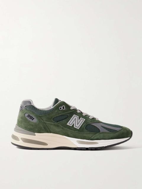 New Balance 991v2 Suede, Mesh and Faux Leather Sneakers