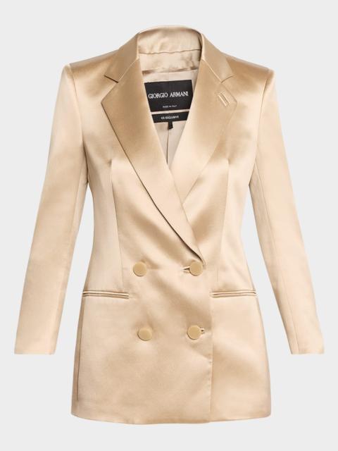 GIORGIO ARMANI Satin Double-Breasted Blazer Jacket
