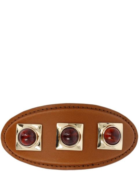 Etro Crown Me amber & leather oval hair clip