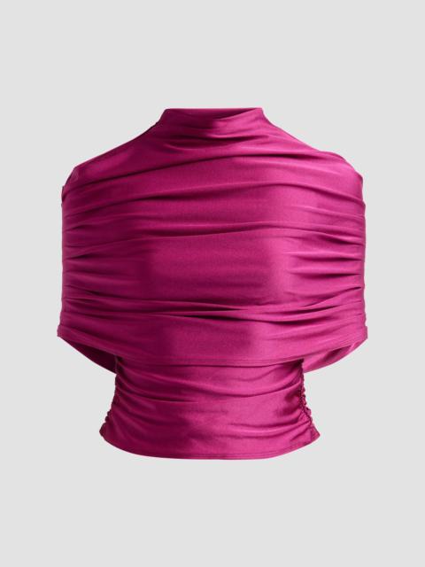 LAPOINTE Women's Pleated Foldover Blouse - Berry