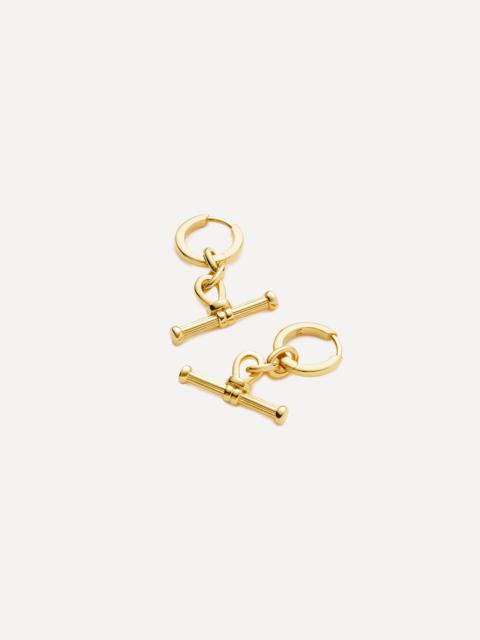 MISSOMA 18ct Gold-Plated Ridge T-Bar Drop Huggie Hoop Earrings