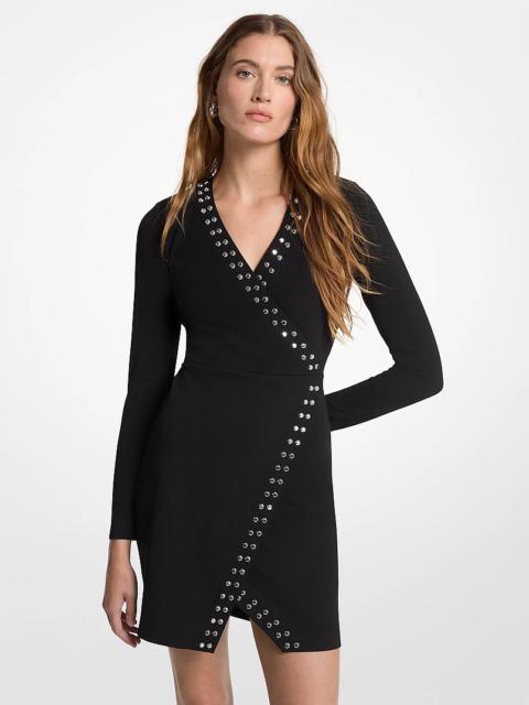 MICHAEL KORS Studded Long-Sleeve Wrap Dress