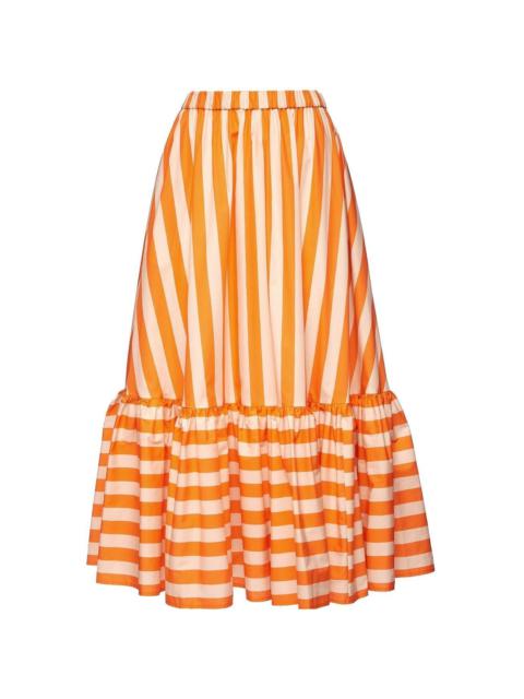 multi-way striped midi skirt