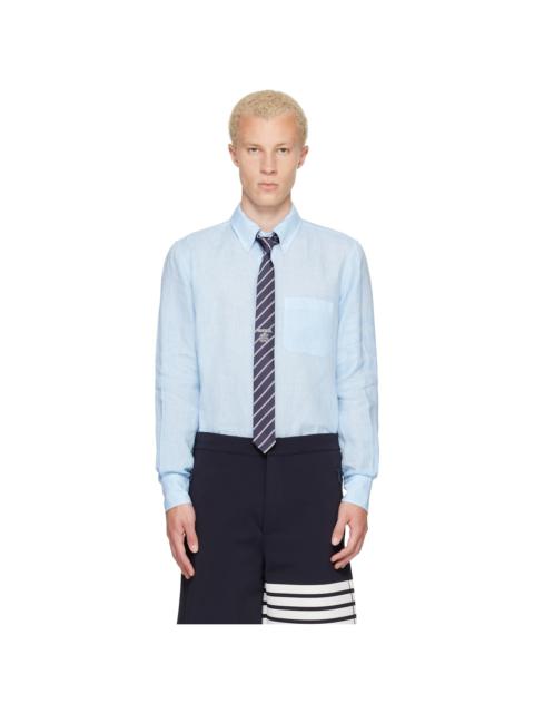 Thom Browne Blue Linen 4-Bar Shirt