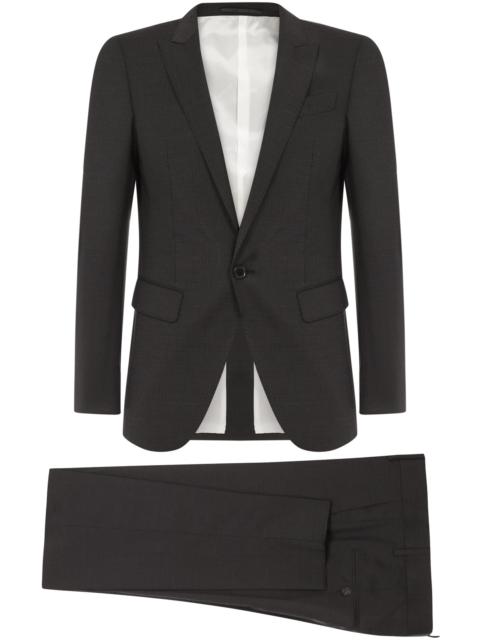 DSQUARED2 Berlin suit in anthracite wool blend with vertical micro stripes pattern with single-breasted jacket