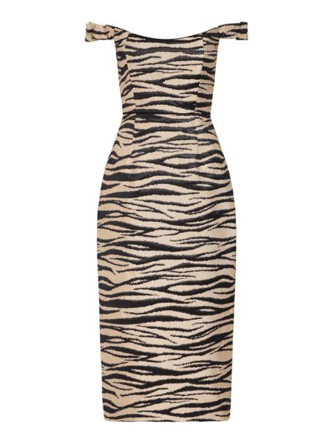 markarian Amina Zebra-Striped Twill Midi Dress