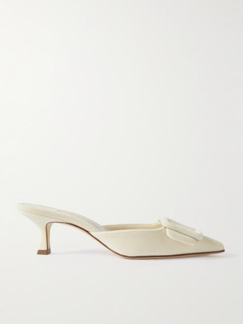 Manolo Blahnik Maysale 50 Buckled Velvet Mules