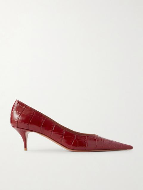Amina Muaddi Barbara Croc-effect Leather Pumps
