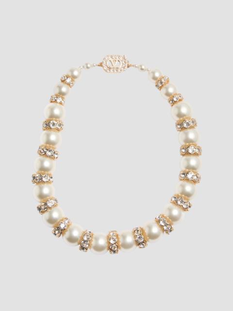 Valentino Women's Hypergoutte Necklace in Metal and Resin with Crystals - Gold Crystal