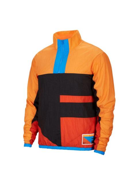 Nike Nike As M Nk Flight Jacket Half Zipper hooded Colorblock Black Orange CN8509-010