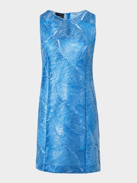 AKRIS Lacquered Sea Faille Sleeveless Shift Mini Dress