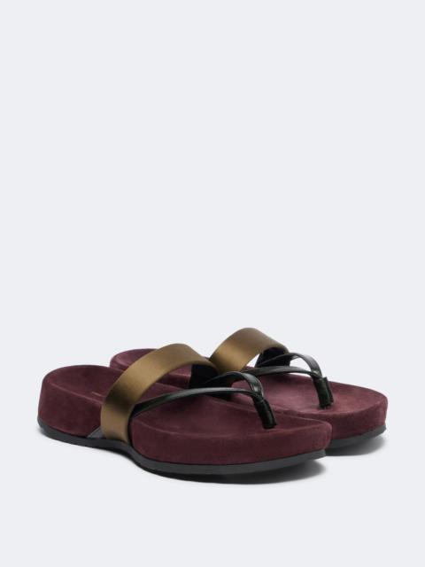 Dries Van Noten Satin and leather thong sandals