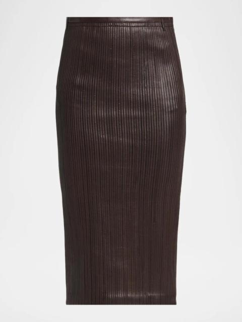 TOM FORD Fluted Leather Midi Skirt