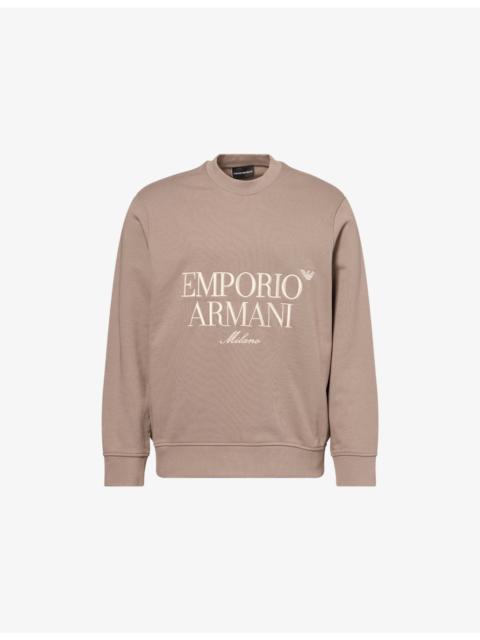 EMPORIO ARMANI Brand-Embroidery Relaxed-Fit Cotton-Jersey Sweatshirt